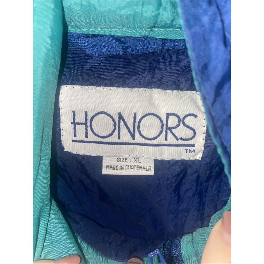Vintage Honors Color Block Windbreaker Men’s Size XL Green Navy Hood 90’s - Picture 6 of 8
